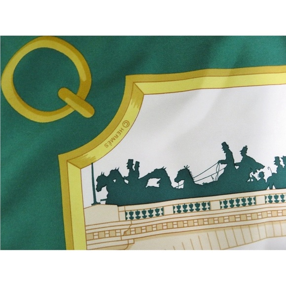 Hermes Les Ponts de Paris Silk Scarf in Green and Gold - Picture 10 of 12